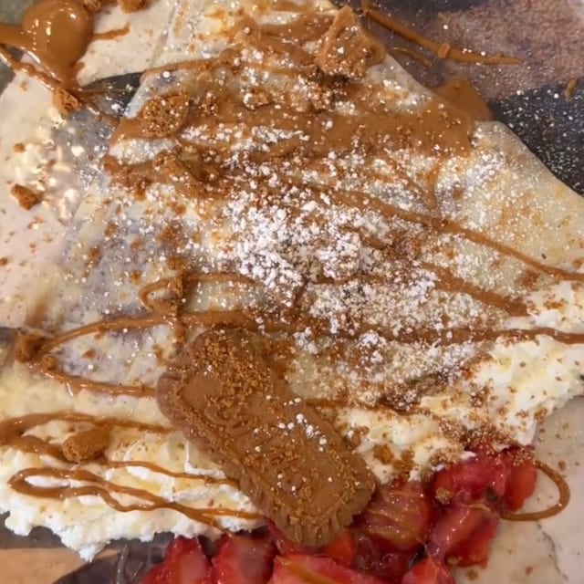 White Chocolate Biscoff Crepe.