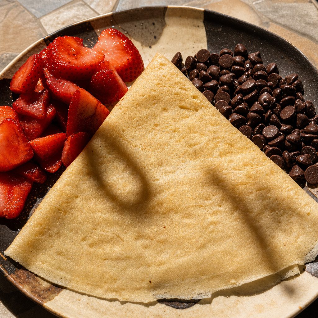 Chocolate and Strawberries Crepe.