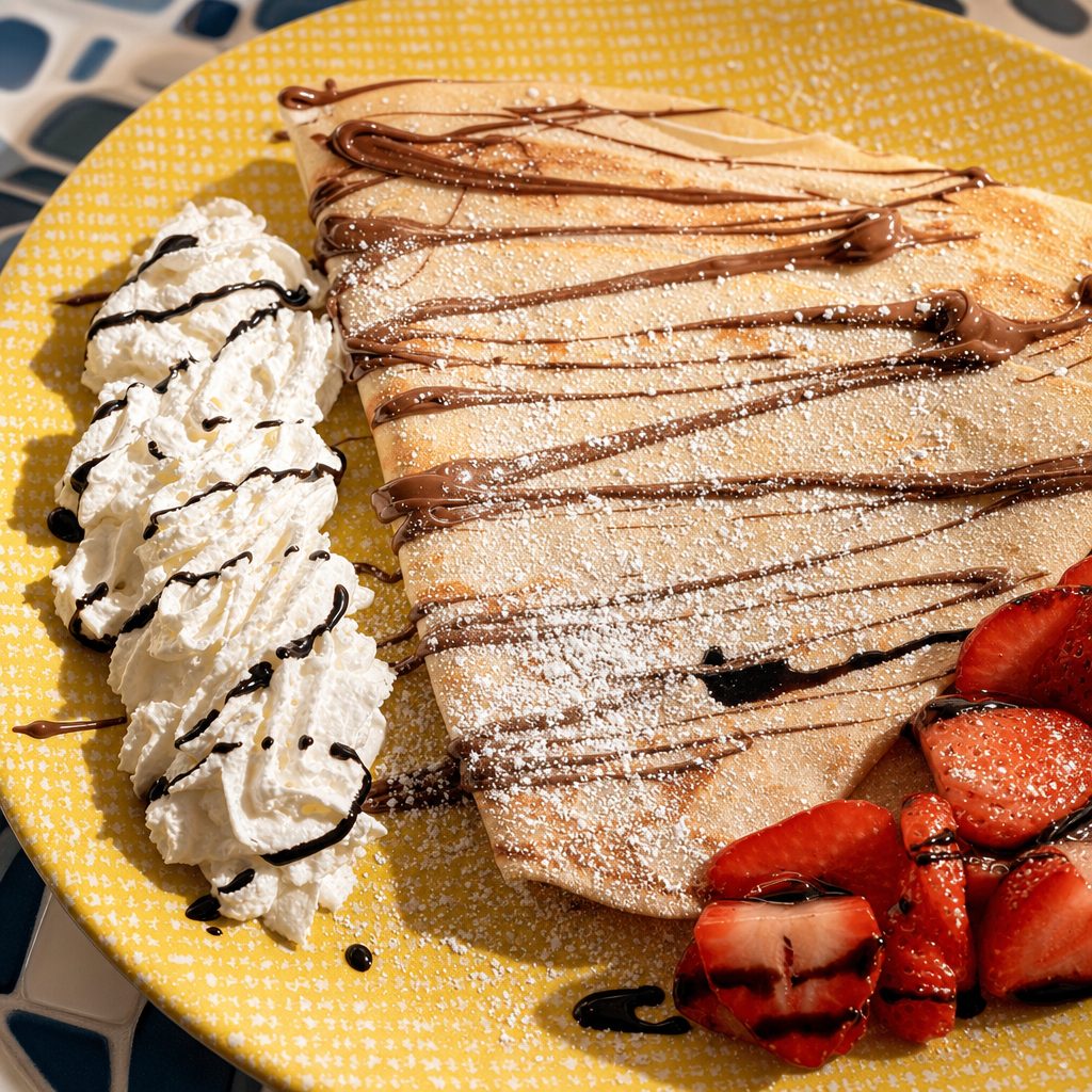 Nutella and Strawberries Crepes.